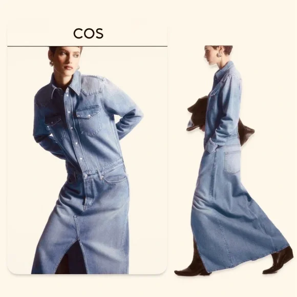 COS | Dresses | Nwot Cos Denim Maxi Shirt Dress | Poshmark